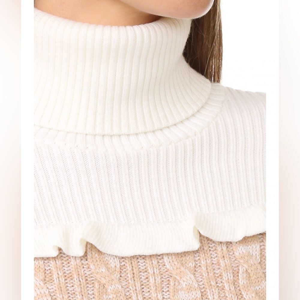 Club Monaco Turtleneck Sweater Dress Panthea Ruffle Yoke Cable Knit Midi - Picture 5 of 12